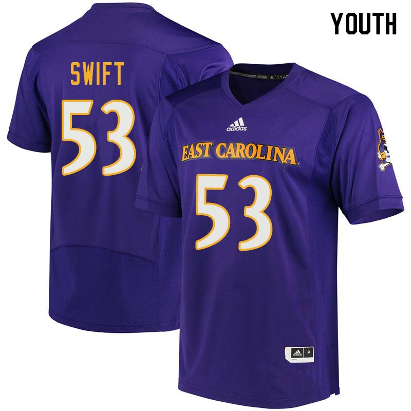 Youth #53 Michael Swift East Carolina Pirates College Football Jerseys Sale-Purple